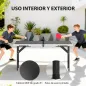 Mini Mesa de Ping-Pong Plegable con Red 2 Raquetas y 3 Pelotas para Interior y Exterior 152x76x70 cm Negro