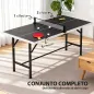 Mini Mesa de Ping-Pong Plegable con Red 2 Raquetas y 3 Pelotas para Interior y Exterior 152x76x70 cm Negro