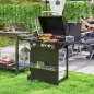 Barbacoa de Gas con 3 Quemadores Parrilla para 5-9 Personas Quemador Lateral Termómetro y Ruedas 123x58x98 cm Negro
