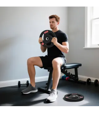 Juego de 2 Discos de Pesas Olímpicos de 15 kg Agujero 50 mm de Hierro Fundido para Entrenamiento de Fuerza Negro