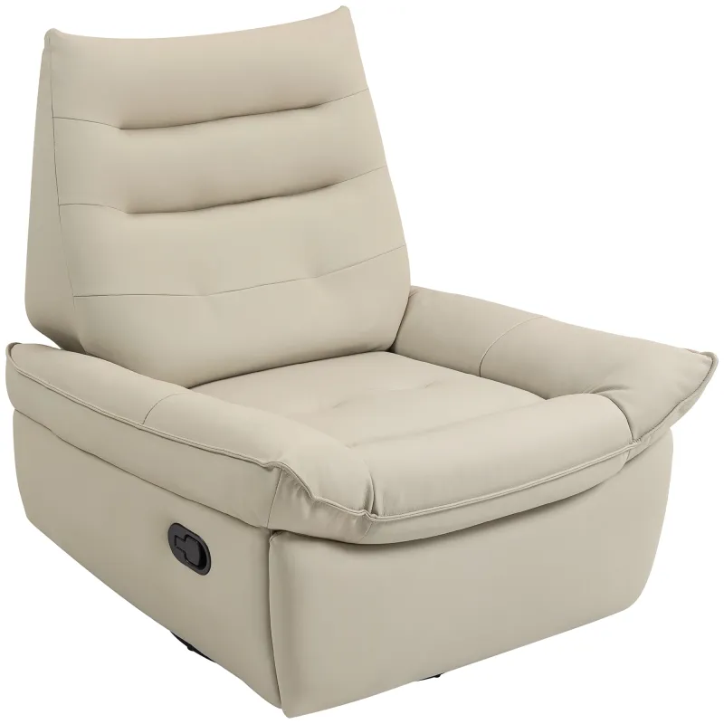 Sillón Relax Reclinable Giratorio Función Balancín Tapizado en PU Reposapiés Asiento Amplio Acolchado Grueso Crema