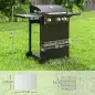 Barbacoa de Gas con 3 Quemadores Parrilla para 5-9 Personas Quemador Lateral Termómetro y Ruedas 123x58x98 cm Negro