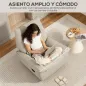 Sillón Relax Reclinable Giratorio Función Balancín Tapizado en PU Reposapiés Asiento Amplio Acolchado Grueso Crema