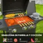 Barbacoa de Gas con 3 Quemadores Parrilla para 5-9 Personas Quemador Lateral Termómetro y Ruedas 123x58x98 cm Negro