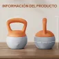 Pesa Rusa 12 kg Kettlebell Relleno de Arena Metálica Mango Antideslizante para Casa 21x21x30 cm Naranja y Gris
