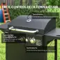 Barbacoa de Gas con 3 Quemadores Parrilla para 5-9 Personas Quemador Lateral Termómetro y Ruedas 123x58x98 cm Negro