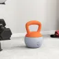 Pesa Rusa 12 kg Kettlebell Relleno de Arena Metálica Mango Antideslizante para Casa 21x21x30 cm Naranja y Gris