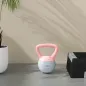 Pesa Rusa 4 kg Kettlebell Relleno de Arena Metálica y Mango Antideslizante para Entreno en Casa 19x15x25 cm Rosa y Gris
