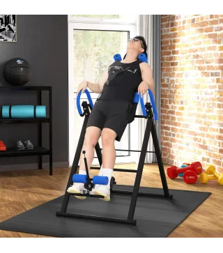 Tabla de Inversión Plegable con Inclinación hasta 90° y Cinturones de Seguridad 79x114x153 cm Azul y Negro