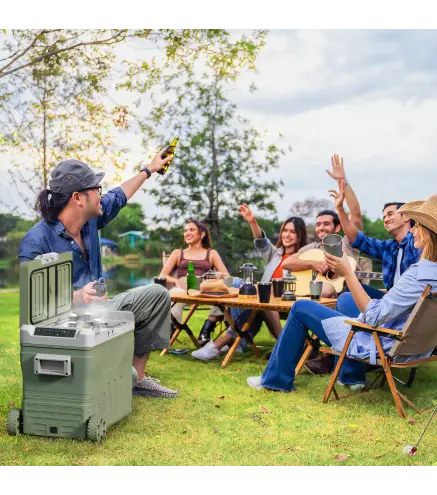 Nevera Portátil Eléctrica 45L Refrigerador de Coche 12V/24V -20℃ a +20 ℃ con Pantalla LED Táctil 64,5x43,5x53 cm Verde