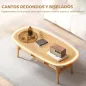 Mesa de Centro Moderna Mesa Baja con Estante Abierto y Patas de Madera para Salón Carga 100 kg 120x60x42cm Natural