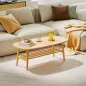 Mesa de Centro Moderna Mesa Baja con Estante Abierto y Patas de Madera para Salón Carga 100 kg 120x60x42cm Natural