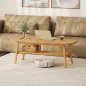Mesa de Centro Moderna Mesa Baja con Estante Abierto y Patas de Madera para Salón Carga 100 kg 120x60x42cm Natural