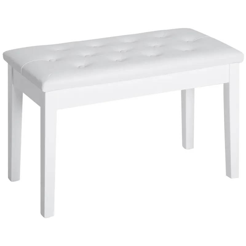 Taburete de Piano Banco de Teclado con Espacio de Almacenamiento Bajo del Asiento de Cuero Sintético 76x36x50 cm Blanco