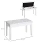 Taburete de Piano Banco de Teclado con Espacio de Almacenamiento Bajo del Asiento de Cuero Sintético 76x36x50 cm Blanco