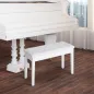 Taburete de Piano Banco de Teclado con Espacio de Almacenamiento Bajo del Asiento de Cuero Sintético 76x36x50 cm Blanco