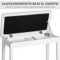 Taburete de Piano Banco de Teclado con Espacio de Almacenamiento Bajo del Asiento de Cuero Sintético 76x36x50 cm Blanco