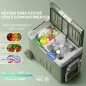 Nevera Portátil Eléctrica 45L Refrigerador de Coche 12V/24V -20℃ a +20 ℃ con Pantalla LED Táctil 64,5x43,5x53 cm Verde