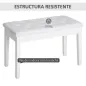 Taburete de Piano Banco de Teclado con Espacio de Almacenamiento Bajo del Asiento de Cuero Sintético 76x36x50 cm Blanco