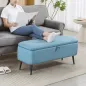 Banco de Almacenaje con Tapa Abatible y Patas de Acero para Dormitorio Salón Entrada 101x38,5x44,5 cm Azul Claro