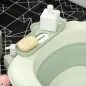 Bañera Plegable Bebé con Cojín de Baño Soporte con Botón Orificio de Drenaje y de Ducha Repisa Gancho Verde