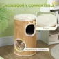 Barril Rascador para Gatos de 2 Niveles Torre Rascador para Gatos con 2 Cuevas y Cubierta de Sisal Ø35x60 cm Marrón