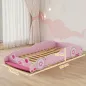 Cama Infantil 70x140 cm con Barrera Anticaídas y Somier Cabecero en Forma de Coche Rosa