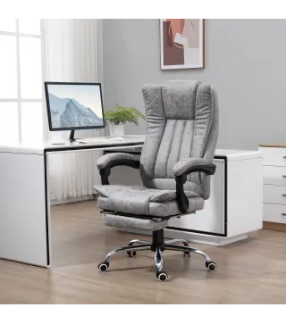 Silla de Oficina con 6 Puntos de Masaje Ajustable con Función de Calefacción Reposapiés Retráctil y Control Remoto Gris