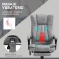 Silla de Oficina con 6 Puntos de Masaje Ajustable con Función de Calefacción Reposapiés Retráctil y Control Remoto Gris