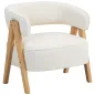 Butaca de Salón Tapizada en Borreguito Acolchada Gruesa Patas de Madera Respaldo Curvado 70x64x71 cm Blanco