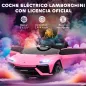 Coche Eléctrico para Niños de +3 Años con licencia Lamborghini Batería 12V Mando a Distancia 2,4 G Motor Doble Rosa