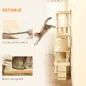 Árbol Rascador para Gatos Grande Altura 170 cm con 7 Postes 1 Túnel 3 Plataformas 2 Cuevas 1 Hamaca Beige