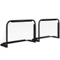 Mini Porterías de Fútbol Plegables Set de 2 Porterías de Exterior para Niños y Adultos 90x36x60 cm Negro