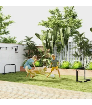 Mini Porterías de Fútbol Plegables Set de 2 Porterías de Exterior para Niños y Adultos 90x36x60 cm Negro