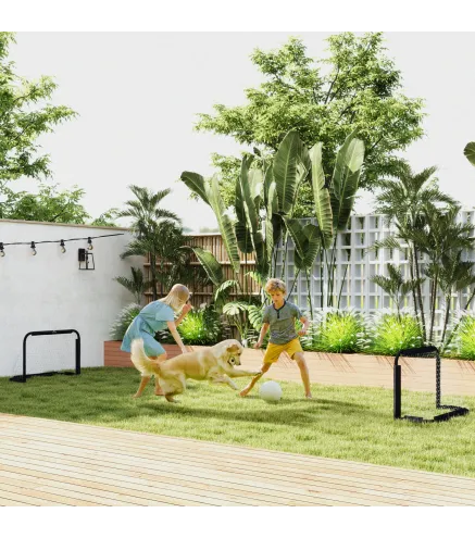 Mini Porterías de Fútbol Plegables Set de 2 Porterías de Exterior para Niños y Adultos 90x36x60 cm Negro