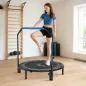 Trampolín de Fitness Adultos Ø122 cm, Cama Elástica Plegable con Mango Ajustable de 4 Niveles Negro y Azul