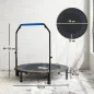 Trampolín de Fitness Adultos Ø122 cm, Cama Elástica Plegable con Mango Ajustable de 4 Niveles Negro y Azul