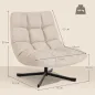 Butaca de Salón Giratoria Moderna Tapizada en Chenilla con Asiento Ancho Base Cruz y Patas de Acero Sillón Relax Crema