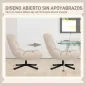 Butaca de Salón Giratoria Moderna Tapizada en Chenilla con Asiento Ancho Base Cruz y Patas de Acero Sillón Relax Crema
