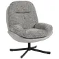 Butaca de Salón Giratoria Moderna Tapizada en Chenilla y Cuero PU con Asiento Ancho Base de Cruz Sillón Relax Gris