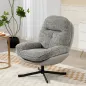 Butaca de Salón Giratoria Moderna Tapizada en Chenilla y Cuero PU con Asiento Ancho Base de Cruz Sillón Relax Gris