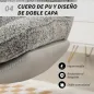 Butaca de Salón Giratoria Moderna Tapizada en Chenilla y Cuero PU con Asiento Ancho Base de Cruz Sillón Relax Gris