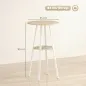 Mesa Alta Cocina Redonda con Estante de Almacenamiento Moderna para 2 Personas 55x55x95 cm Madera Natural y Blanco