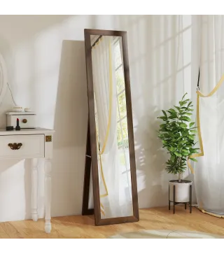 Espejo de Cuerpo Entero 157x37 cm con Marco de MDF Espejo de Pie Inclinado o Colgante Madera Nogal