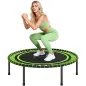 Cama Elástica Fitness Ø114 cm con Marco de Acero Reforzado para Entrenamiento Piernas Cuerpo Verde y Negro