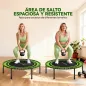 Cama Elástica Fitness Ø114 cm con Marco de Acero Reforzado para Entrenamiento Piernas Cuerpo Verde y Negro