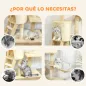 Árbol Rascador para Gatos Altura 134 cm con 6 Postes 3 Plataformas Cueva Hamaca Escalera 4 Juguetes Colgantes Beige