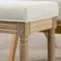 Reposapiés Salón Estilo Rústico Tapizado en Lino Sintético con Madera Maciza Patas Talladas Asiento Acolchado Beige