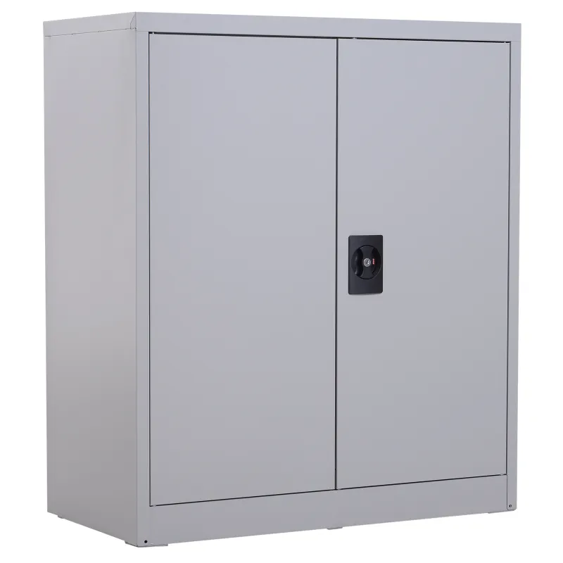 Armario Archivador Metálico con 2 Puertas Cerradura Estante Ajustable para Sala de Estar Estudio 80x40x92,5 cm Gris