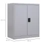 Armario Archivador Metálico con 2 Puertas Cerradura Estante Ajustable para Sala de Estar Estudio 80x40x92,5 cm Gris